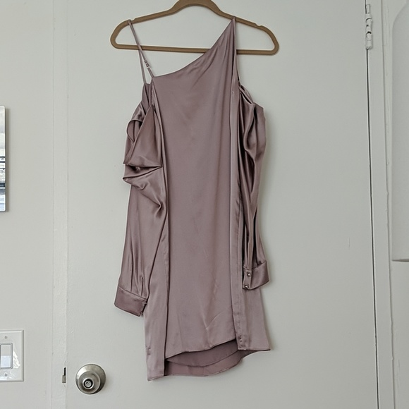 New PARKER Camille Asymmetric Silk Satin Dress - Picture 7 of 8